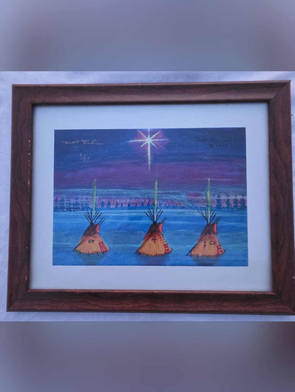 Native Tipi Art Print in Blue and Purple
